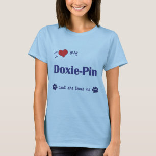 Camiseta Eu amo meu Doxie-Pin (o cão fêmea)