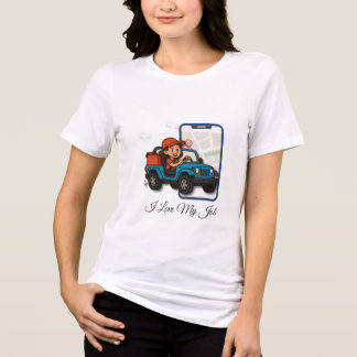 Camiseta Eu Amo Meu Emprego Motorista de Entrega Feminino