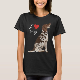 Camiseta Eu Amo Meu Fígado E Cachorro Pointer Inglês Branco