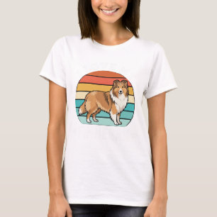 Camiseta Eu Amo Meu Finnegan Sheltie Retro Pôr do Sol