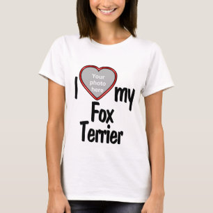 Camiseta Eu Amo Meu Fox Terrier - Cachorro de Foto Coração 