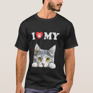 Camiseta Eu Amo Meu Gatinho Burmilla Fun Lovers Gatos Mãe