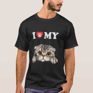 Camiseta Eu Amo Meu Gatinho Scottish Fold Fun Lover do Gato