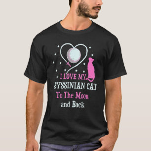 Camiseta Eu Amo Meu Gato Abissino Para Lua Gato Frio K