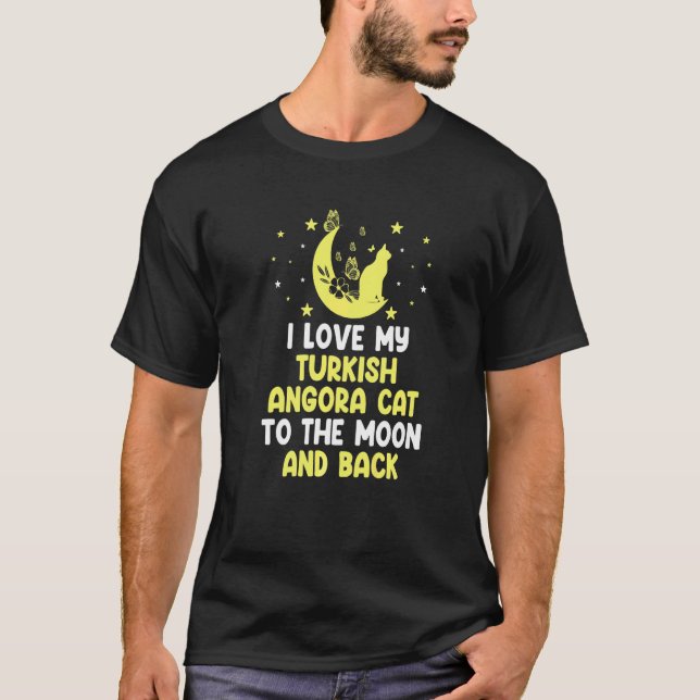 Camiseta Eu Amo Meu Gato Angora Turco até o Gato da Lua (Frente)