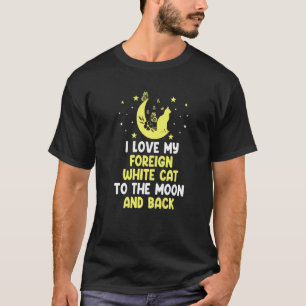 Camiseta Eu Amo Meu Gato Branco Estrangeiro para o Gato Lua