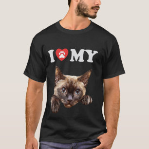 Camiseta Eu Amo Meu Gato Burmês Gatinho Fun Cat Lover Mãe D