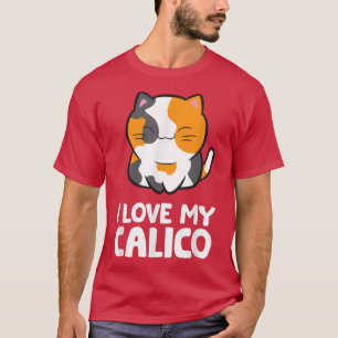 Camiseta Eu Amo Meu Gato Calico Cute Pet Calico