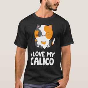 Camiseta Eu Amo Meu Gato Calico Cute Pet Calico