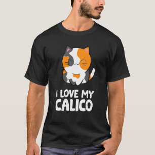 Camiseta Eu Amo Meu Gato Calico Cute Pet Calico