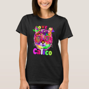 Camiseta Eu Amo Meu Gato Calico Gato Mikeneko Tricolor Mãe