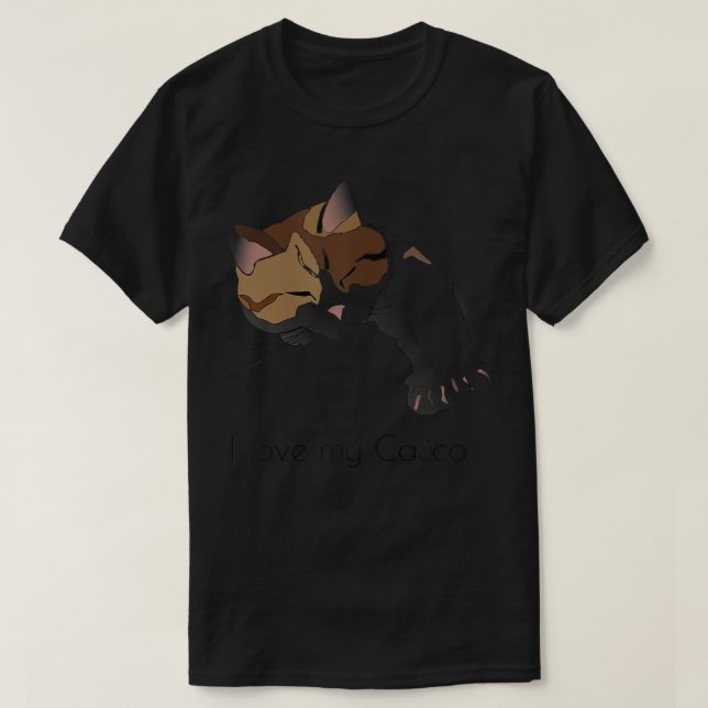 Camiseta Eu Amo Meu Gato Calico T  (Frente do Design)