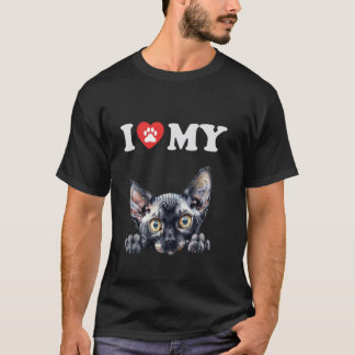 Camiseta Eu Amo Meu Gato Cornish Rex Gatinho Gato Engraçado