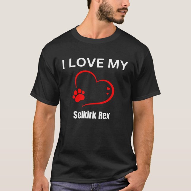 Camiseta Eu amo meu gato da raça selkirk rex Cat (Frente)