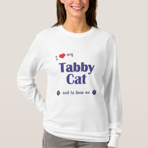 Camiseta Eu amo meu gato de gato malhado (o gato masculino)