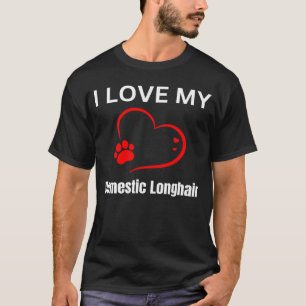 Camiseta Eu amo meu gato de raça longa doméstica
