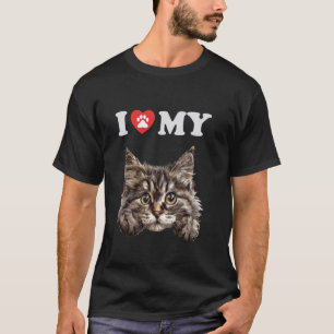 Camiseta Eu Amo Meu Gato Floresta Siberiana Gatinho Engraça