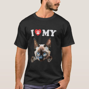 Camiseta Eu Amo Meu Gato Gatinho Siames Funil Amante de Gat