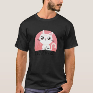Camiseta Eu Amo Meu Gato Gráfico Gato  Dono de Gato Animais