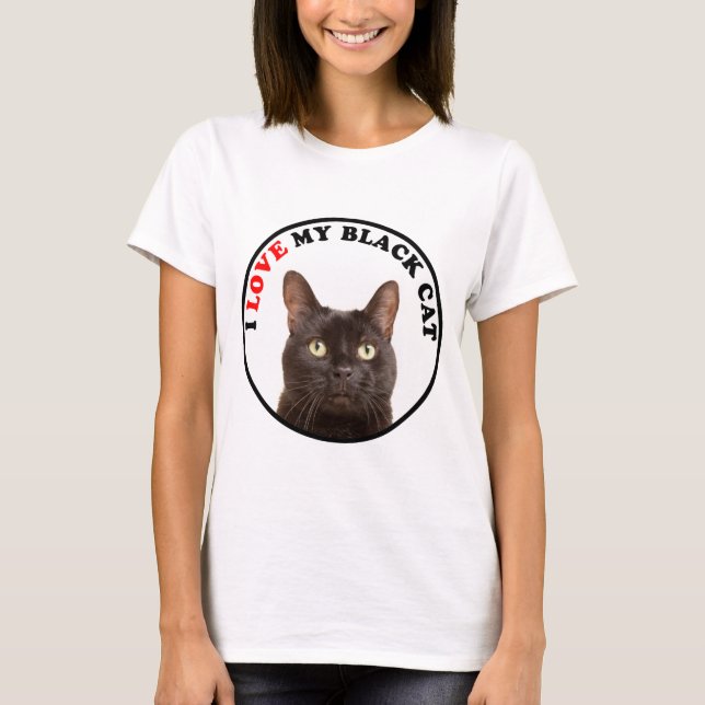 Camiseta Eu Amo Meu Gato Negro (Frente)