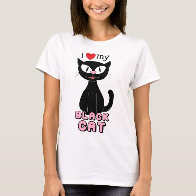 Camiseta Eu Amo Meu Gato Preto (Hilda the Kitten™) (Frente)
