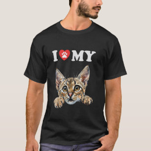Camiseta Eu Amo Meu Gato Savannah Gatinho Gato Engraçado Mã