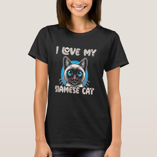 Camiseta Eu Amo Meu Gato Siames (Frente)