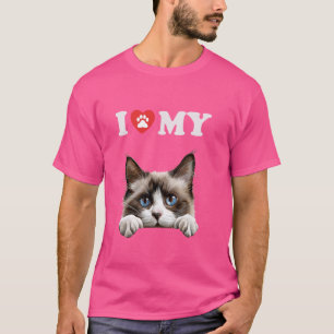 Camiseta Eu Amo Meu Gato Snowshoe Kitten Engraçado Gato Ama