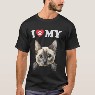 Camiseta Eu Amo Meu Gato Tonkinese Gatinho Fun Cat Mãe Aman