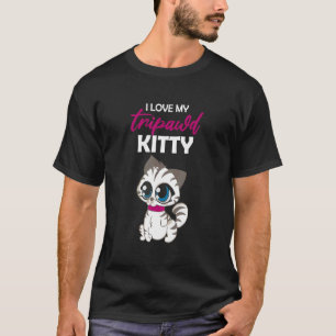 Camiseta Eu Amo Meu Gato Tripawd Kitty Fofinho Dono de Gato
