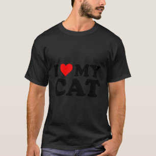 Camiseta Eu Amo Meu Gato Vermelho E Gato