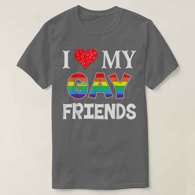 Camiseta Eu Amo Meu Gay Amigo LGBT Lésbica Arco-Íris (Frente do Design)