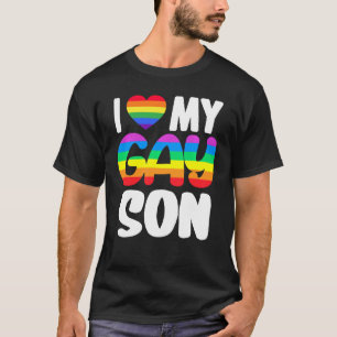 Camiseta Eu Amo Meu Gay Filho Orgulho LGBT Família Rainbow 