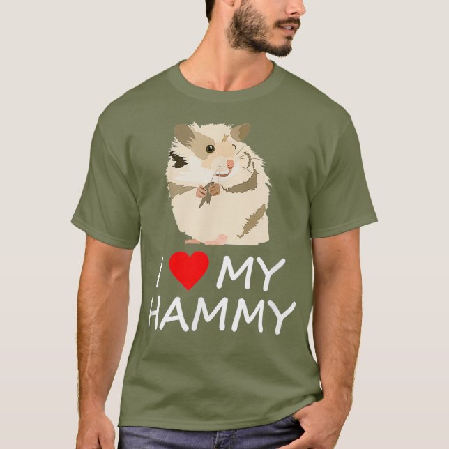 Camiseta Eu Amo Meu Hammy Cute Hamster (Frente)