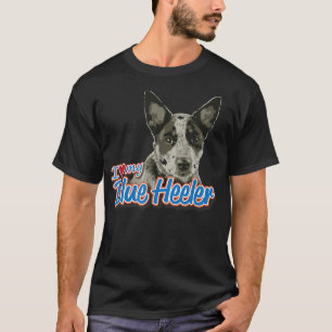 Camiseta Eu Amo Meu Heeler Azul