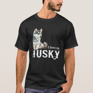 Camiseta Eu Amo Meu Husky Cachorro De Trineo Fofo Husky Sib