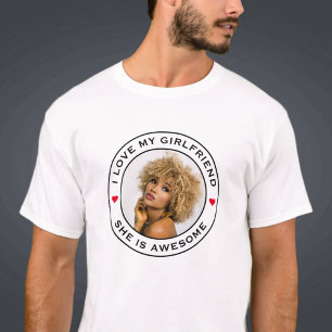 Camiseta Eu Amo Meu Incrível Coração de Texto Foto Namorada