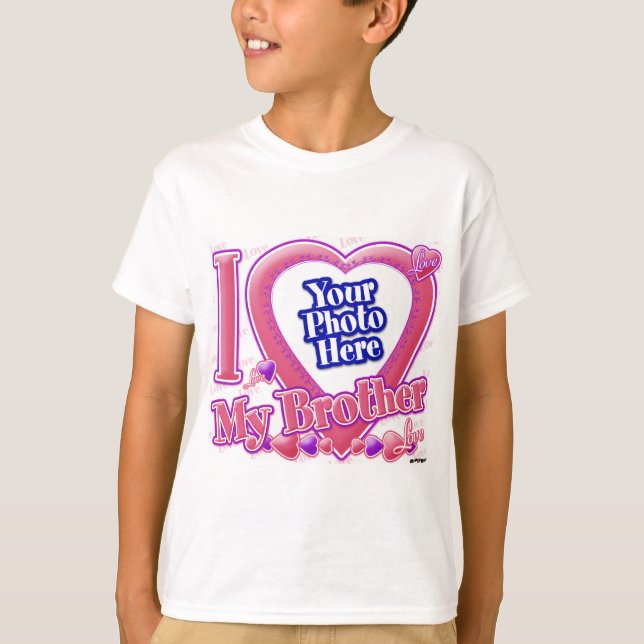 Camiseta Eu amo meu irmão rosa/roxo - foto (Frente)