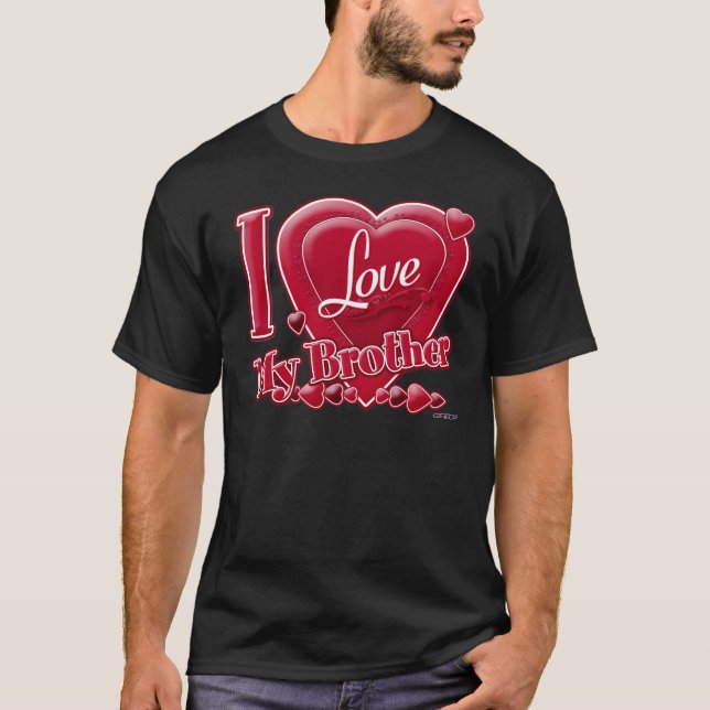 Camiseta Eu amo meu irmão vermelho - coração (Frente)