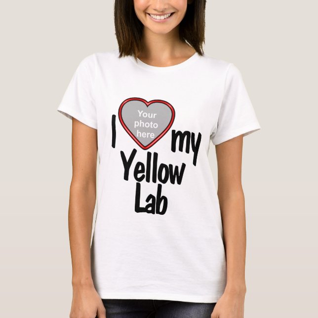 Camiseta Eu Amo Meu Laboratório Amarelo - Cachorro Fotográf (Frente)