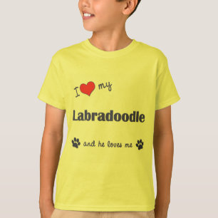 Camiseta Eu amo meu Labradoodle (o cão masculino)