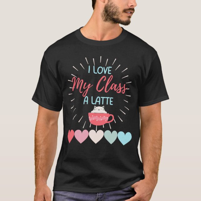 Camiseta Eu Amo Meu Latte Da Turma A   Gato Café Professor (Frente)