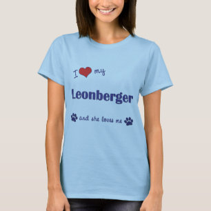 Camiseta Eu amo meu Leonberger (o cão fêmea)