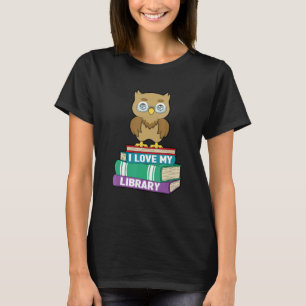 Camiseta Eu Amo Meu Livro de Leitores de Coruja Fofa da Bib