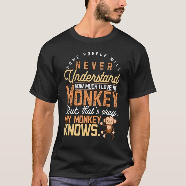 Camiseta Eu Amo Meu Macaco Animal Macaco (Frente)