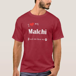 Camiseta Eu amo meu Malchi (o cão fêmea)
