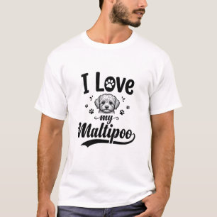 Camiseta Eu Amo Meu Maltipoo Gravação Vintage Design de Cac