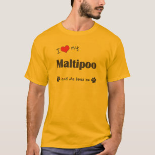 Camiseta Eu amo meu Maltipoo (o cão fêmea)