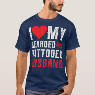 Camiseta Eu Amo Meu Marido Bearded E Attooado Presente Para