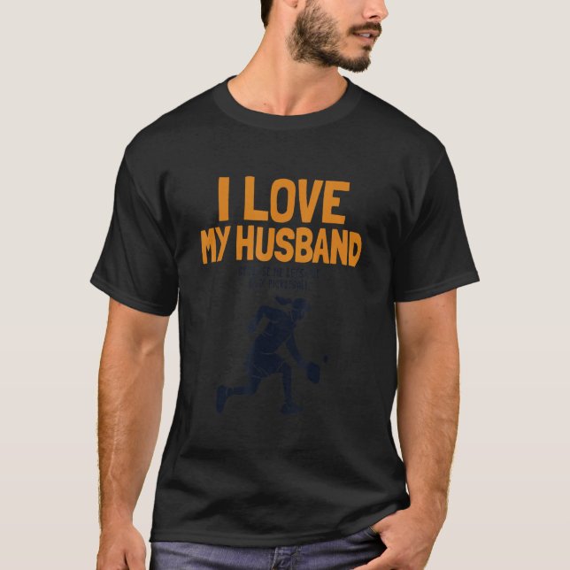 Camiseta Eu Amo Meu Marido Pickleball Team Treinador Pi (Frente)